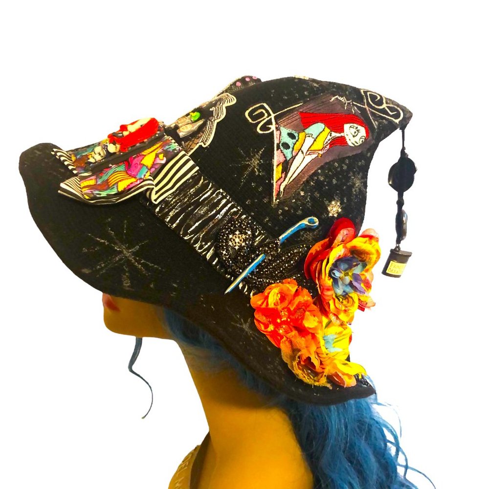 The Nightmare Before Christmas SALLY Halloween Black Hat Handcrafted NEW - Picture 5 of 8